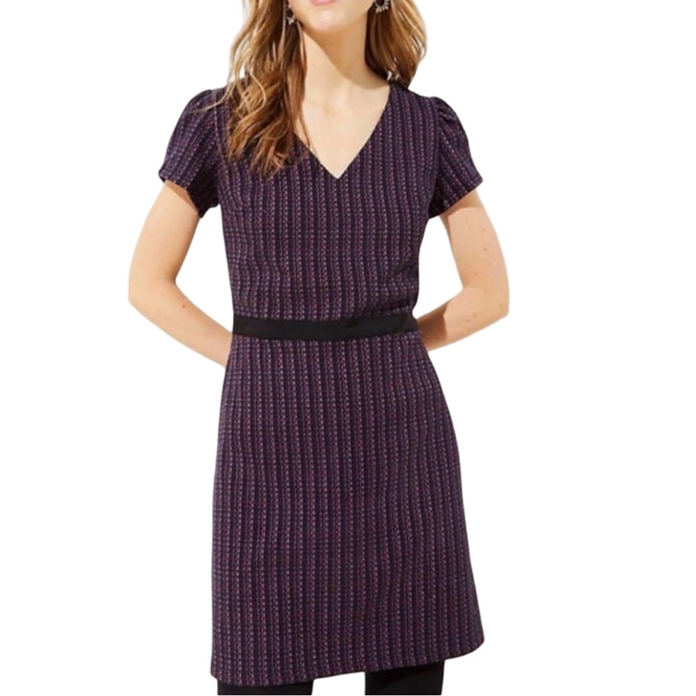 Donated - not for sale. 
LOFT Boucle Flare Dress size 0 petite HOST PICK 🎉